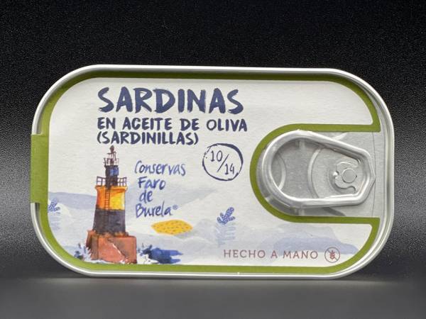 Sardinas en aceite de oliva (sardinillas) elaboradas por Conservas Faro de Burela