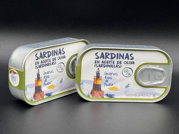 Sardinas en aceite de oliva (sardinillas) elaboradas por Conservas Faro de Burela